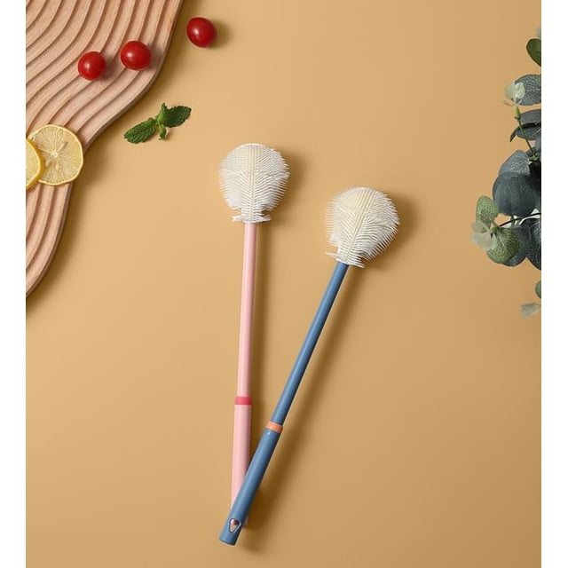 Foldable Silicone Bottle Brush | Long Handle for Deep Cleaning | No Dead Angle Design | Multi-Purpose Kitchen & Utensil Scrubber