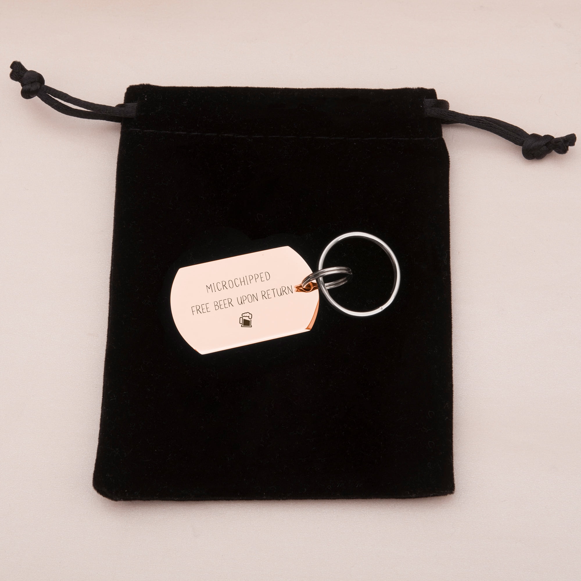Engravable Pet Id Tag - Dog Tag with Phone Number Tag Shape - Pet Name Tag Emergency Tags for Pet Collar [Rose Gold, M, Only Front Engraving]