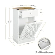 ELECWISH Kitchen Tilt Out Trash Can Cabinet Freestanding Trash Bin Holder Storage Drawer Waste Bin-Wooden Recycling Trash Cabinet,White