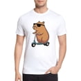 thumbnail image 2 of Playera Blanca Camiseta Unisex Estampado Capibara Scooter, 2 of 7
