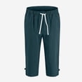 thumbnail image 4 of Men's Cotton Linen Capri Pants Casual Harem Drawstring Yoga Beach Pants with Pockets Mens Cargo Pants, 4 of 7