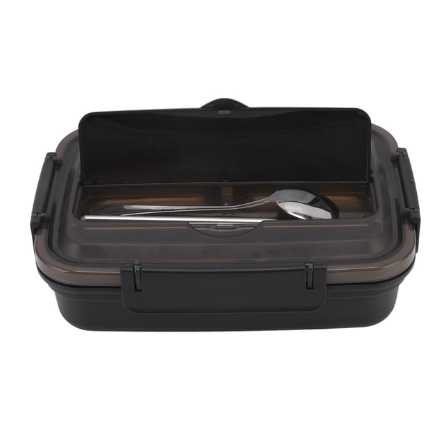 Lunch Box, Safe Plastic Bento Box 3 Grids Lightweight Compact For Office For Travel For Picnic Black