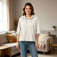 thumbnail image 5 of Zorvxlyn Leopard Print Hoodie Women Loose Batwing 3/4 Sleeve Drawstring Oversized Graphic Sweatshirts for Women Fall Winter Drop Shoulder Y2k Vintage Trendy Women's Pullover Sweaters, 5 of 7
