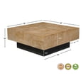 thumbnail image 6 of Taran Designs Maria Modern Solid Wood Square Coffee Table in Brown, 6 of 6