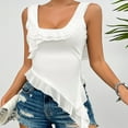 thumbnail image 5 of Lovskoo Summer Tops for Women 2024 Tank Tops Scoop Neck Sleeveless Solid Color Trendy Comfortable Breathable Blouses Tops White, 5 of 8
