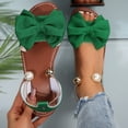 thumbnail image 2 of Crunowin Women's Casual Sandals, Round Toe Open Toe Solid Color Bow Indoor Outdoor Big Size Comfortable Shoes Green 6.5, 2 of 10