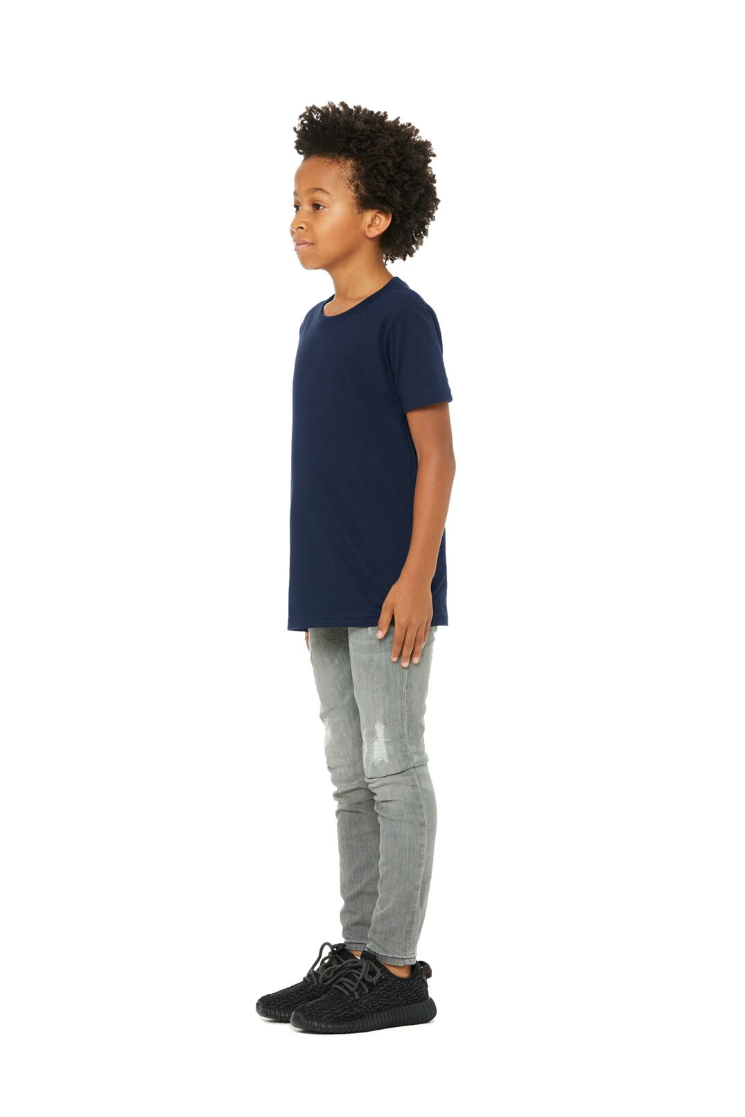 BELLA+CANVAS Youth Short Sleeve Personalized T-Shirt, Create Your Own Designs, Navy, Youth Medium, Unisex