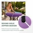 thumbnail image 5 of Round Outdoor Tablecloth with Umbrella Hole and Zipper, Teal Purple Ombre Fitted Table Cover with Elastic Edge for 36-44 Inch, Modern Geometric Striped Abstract Art Waterproof Patio Tablecoths, 5 of 9