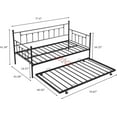 thumbnail image 2 of Twin Daybed with Trundle, Vintage Style Removable Trundle Day Bed Frame w/Casters, No Box Spring Needed, Slat Support Mattress Foundation, Noise Free Sturdy Metal Sofa Bed for Living Room, 2 of 10