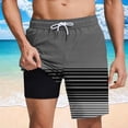 thumbnail image 2 of lcziwo Board Short Swimsuit for Men Print Rash Guard Drawstring Elastic Waist Swim Short Summer Fathion Beach Short with Lined Gray S, 2 of 7