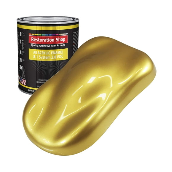 Restoration Shop - Peinture Auto en Émail Acrylique Métallique Doré Anniversaire - Couleur de Peinture Gallon Seulement - Revêtement Professionnel à une Étape à Fini Très Lustré pour Automobile, Voiture, Camion, Équipement, 2,8 VOC