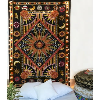 Lot De 5 Tentures Murales Mandala Indien Hippie – Bleu – 85x55 Pouces – 100% Coton