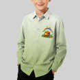 thumbnail image 2 of Xcmzpl Boys Button Down Long Sleeve Dress Shirt Kids Formal St Patricks Day Shirts School Uniform Gradient Collared Print Tees, 2 of 8