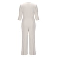 thumbnail image 5 of Costeam Womens Boat Neck Three Quarter Beaded Sleeve Jumpsuit No Pockets Fitted High Waist Cropped Wide Leg Solid Formal One Piece Romper, 5 of 6