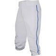 thumbnail image 2 of Baseball Express Men's Triple Play Baseball Knickers, Piped Adult Baseball Pants With Elastic Waistband, Double Knee, Pockets, and Elastic Bottom, YKK Zipper, White/Royal, Small, 2 of 5