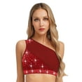 thumbnail image 3 of Kaerm 2-pieces Women Lyrical Dance Contemporary Outfit One Shoulder Crop Tops with Tassel Built in Briefs Skirted Burgundy XXL, 3 of 7
