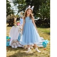 thumbnail image 6 of Oudiya Flower Girls Dress Bowknot V-Back Formal Pageant Ball Gown Party Wedding Tulle Long Dresses, 4-12Y, 6 of 7