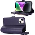 thumbnail image 5 of for iPhone 14 Wallet case,iPhone 14 Phone case with Zipper Card Holders for Women Slots Crossbody Flip Folio Book Cover with Credit Card Holder Men case - Purple, 5 of 14