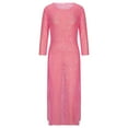 thumbnail image 4 of Women Dresses Sexy Solid Round neck Long Sleeved Leisure Dresses Fashion Dresses Hot Pink Trendy Skirt Size XL, 4 of 6