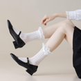 thumbnail image 4 of YooGuoGuo Womens Ankle Socks Lace Ruffle Frilly Cotton Cute Princess Ankle Dress Socks for Girl 2 Pack, 4 of 8