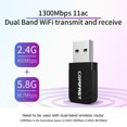 thumbnail image 5 of COMFAST USB Tarjeta de red inalámbrica 1300Mbps WiFi Dongle Adapter 802.11 b/g/n, 5 of 5