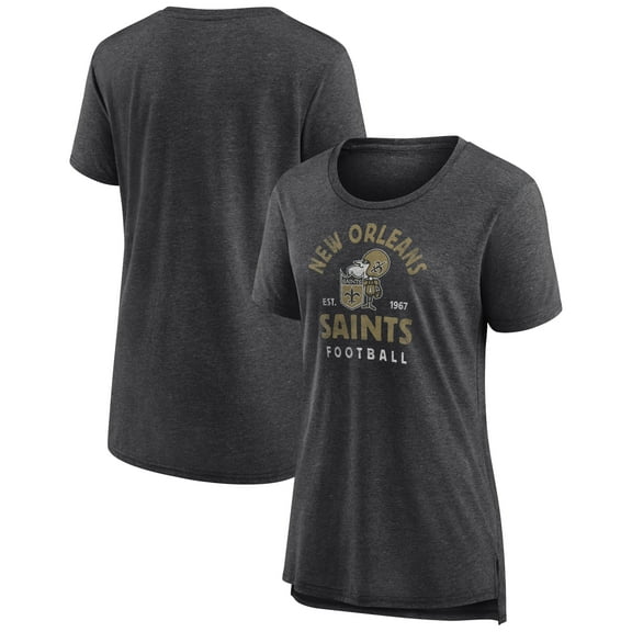 Women's  Charcoal New Orleans Saints Vintage Arch Tri-Blend T-Shirt