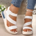thumbnail image 2 of Rokment Platform Wedge Sandals for Women 2026 Summer Trendy Casual Leather Open Toe Adjustable Ankle Strap Chunky High Heels Comfortable Walking Dressy Shoes White Size 6.5, 2 of 6