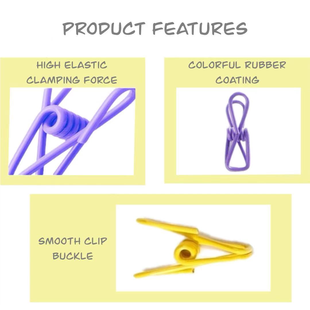 30 - Piece Set of Colorful Mini Elastic Clips: Ideal for Office Paper Organization, Home Decor & Crafting, with High - Elasticity Rubber - Coated Small Clamps