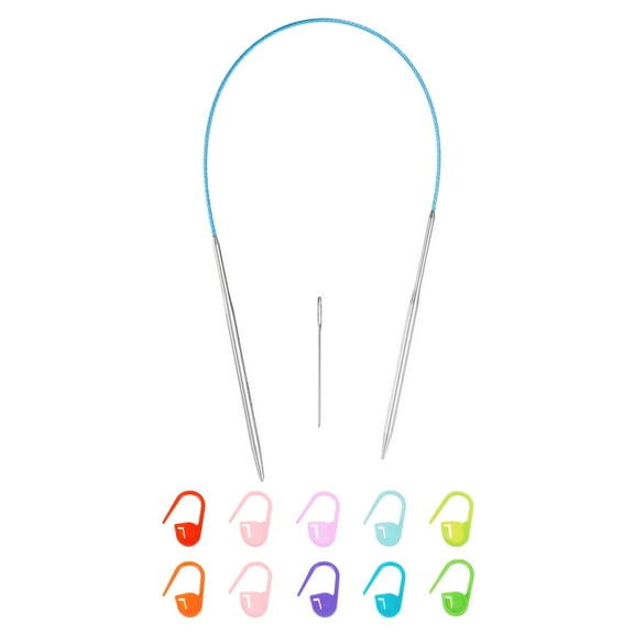 Uxcell 5 Gauge Knitting Circular Needle 16 Inch Metal Round Stainless Steel Needle with Large Eye Sewing & Stitch Markers