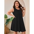 thumbnail image 5 of SHOWMALL Women's Plus Size Sleeveless Dress with Pockets, Pleated Chest Summer Sundress, Black 1X Soft Breathable Tank Dress for Beach & Vacation, 5 of 7