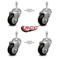 thumbnail image 2 of 3 Inch Black Polyurethane Wheel Swivel 10mm Threaded Stem Caster Set SCC, 2 of 2