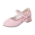 thumbnail image 2 of Dpytoraw Girls Pearl Bow Low Heel Mary Jane Shoes, Little/Big Kids Princess Girl Wedding Dress Shoes Sizes 1, 2 of 5