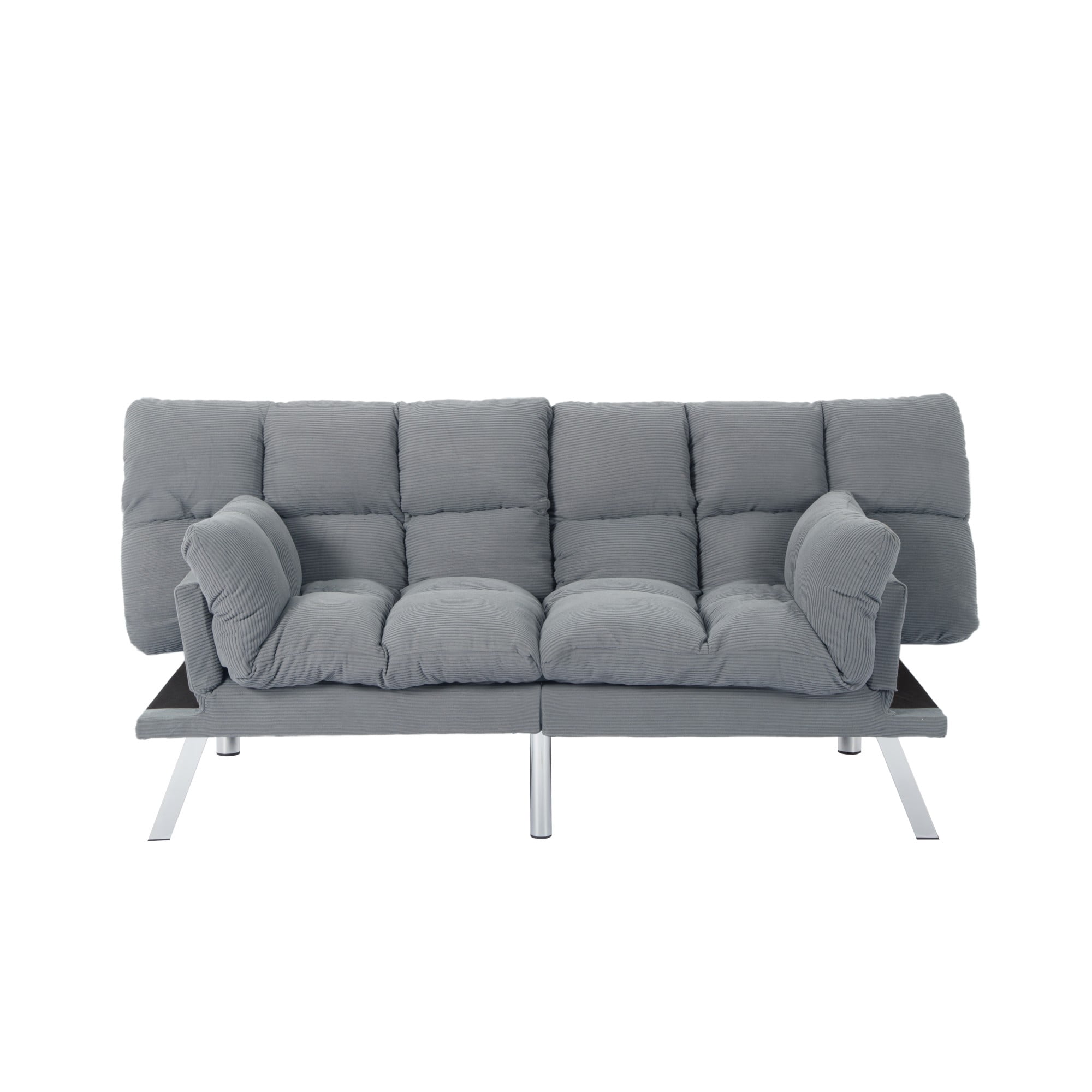 Gewnee Pullout Couch Bed,3 in 1 Convertible Sleeper Sofa Bed,Futon Corduroy Loveseat with Adjustable Backrest for Apartment and Office.Light Grey