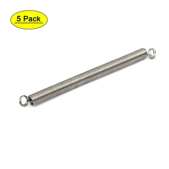 0.3mmx3mmx45mm 304 Stainless Steel Tension Springs Silver Tone 5Pcs