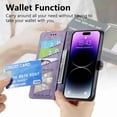 thumbnail image 4 of Dteck for Apple iPhone XR Anti-scratch Case, Shockproof Vintage Premium PU Leather Wallet Flip Cover with Card Slots Magnetic Closure Kickstand Handbag with Hand Strap, purple, 4 of 8