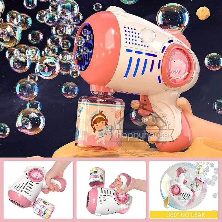 Automatic Bubble Gun for Kids, 8 Holes Bubble Maker Machine with 1 Bubble  Solution(90ml), 360-Degree Leak-Proof Design for Toddlers, Summer Outdoor