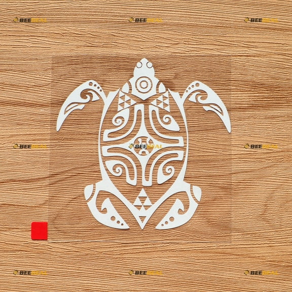 Tribal Turtle Maoli Hawaii Hawaiian Vinyl Decal Sticker - White 4 Inches Die Cut No Background Style b