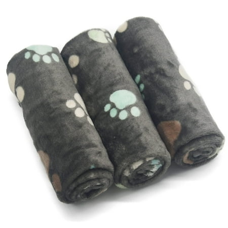 Puppy Blankets Super Soft Warm Sleep Mat Cute Print Flannel Throw Pet Blankets 3 Pcs (23 x15 )