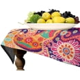 thumbnail image 4 of Paisley Floral Tablecloth, Mandala Indian Bohemian Colorful Flowers Boho Ethnic Style Floral Plants Table Cover for Picnic Spring Summer Party Decoration 60x84in, 4 of 6