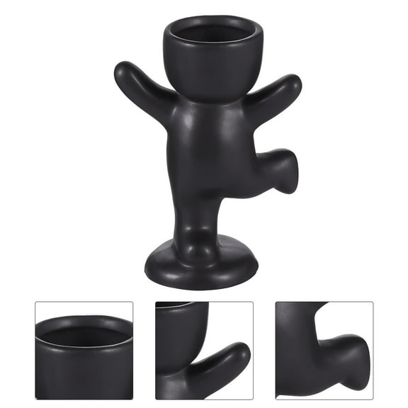 Masteelf Ceramic Flowerpot Decoration Human Terracotta Pots Black