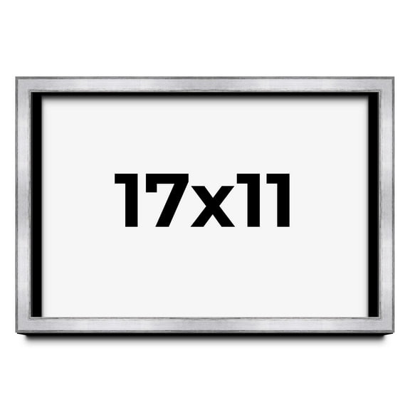 17x11 Shadow Box Frame Silver | 1.375 Inches Deep Real Wood Contemporary Shadowbox Display Frame |