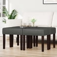 thumbnail image 2 of FAGAGA Two Leather Vanity Stool, Rectangle Ottoman Bench for Makeup Room, Vanity Chair with Wood Legs for Piano Room, Bedroom, Living Room | Gray, 2 of 8
