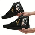 thumbnail image 5 of Coolcustomize Men's Gothic Style High-Top Sneakers - Skull & Rose Design, Lightweight Breathable Trainers, Plus Size Streetwear Shoes, Fabric Lining, Allseason Footwear | Rubber Sole Casual Boots, 5 of 11