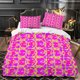 thumbnail image 1 of Elegante Juego de Funda de Edredón de 3 Piezas con Patrón Geométrico Rosa y Amarillo, Tela Suave, Ideal para Dormitorios Modernos, 1 of 5