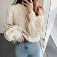thumbnail image 4 of Suéter de mujer con mangas abullonadas y estilo informal para otoño e invierno, suéter grueso y holgado de estilo coreano, 4 of 5