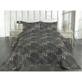 thumbnail image 2 of Ambesonne Nature Quilted Bedspread Set 3 Pcs, Flowers Foliage Dark Back, Queen, Pale Ruby and Slate Brown, 2 of 4
