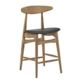 thumbnail image 3 of Weston Home Arne Mid-Century Natural Oak 7 Piece Counter Height Dining Set, Black Faux Leather, 3 of 7