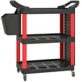 thumbnail image 2 of HOMCOM 3-Tier Rolling Tool Cart, 200 LBS Capacity Plastic Utility Cart with Side Shelf and Storage Bucket for Garage, Warehouse, Workshop, Black & Red, 2 of 9