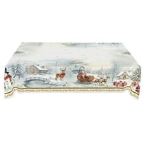 Gnwei Christmas Tablecloth 51x86 Inches for Rectangle Tables - Christmas Decor for Table - Winter Snowman and Deer Water Resistant Table Cloth, Xmas Party Decorations for Kitchen, Home