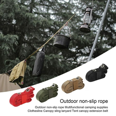 

Yanerim 1 Set Tent Extension Belt Wear-resistant Good Load Bearing Non-Slip Tear Resistant Multifunctional Hanging Items 4 Colors Outdoor Camping Clothesline with 2 Carabiners Set for Hiking